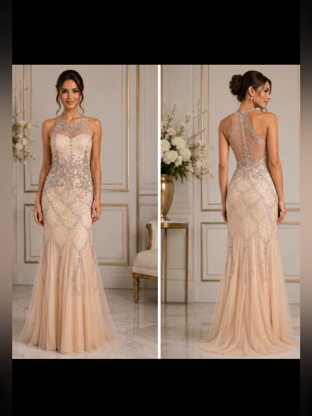 Adrianna Papell petite halter embellished dress - Picture 7 of 7